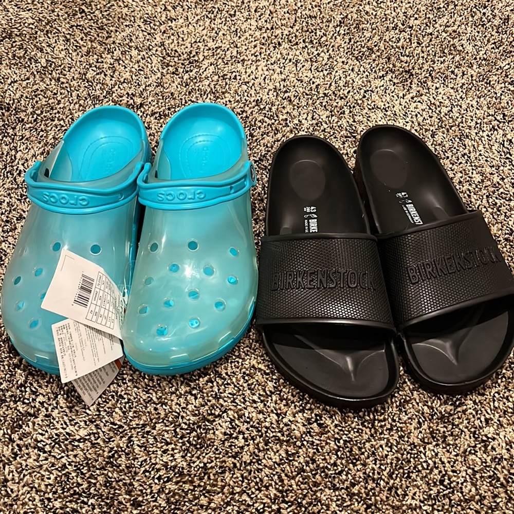 Men’s Birkenstock Slides & Crocs Translucent Comfort Shoe, NWT